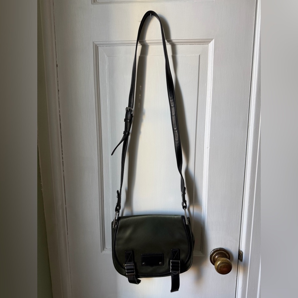 Rebecca Minkoff Military Saddle Bag Green Nylon Black Leather Trim Dust Bag Inc